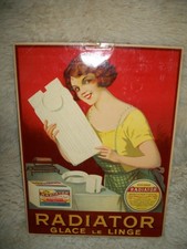 AUTHENTIQUE carton publicitaire RADIATOR GLACE LE LINGE  PIN UP MENAGERE 40X30 