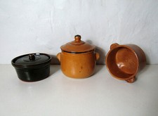 3 anciens pots en terre cuite vernissée poterie émaillée