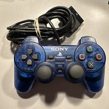Manette Originale Pour Console Sony Playstation DualShock 2 Ps2 Bleu Translucide
