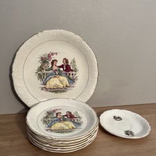 Ceranord St Amand 6 Petites Assiettes Modèle Watteau Breveté SGDG Semi Vitrifié