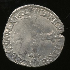 Henri IV (1589-1610) 1/4 d'écu 1602 T Nantes