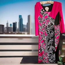 Élégante Robe mi-longue Almatrichi Framboise Et Noire Taille 42