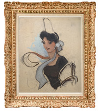 JEAN MAREC (1901-1972) HSC VUE D'UNE BIGOUDENE BRETAGNE VERS 1940 (9)