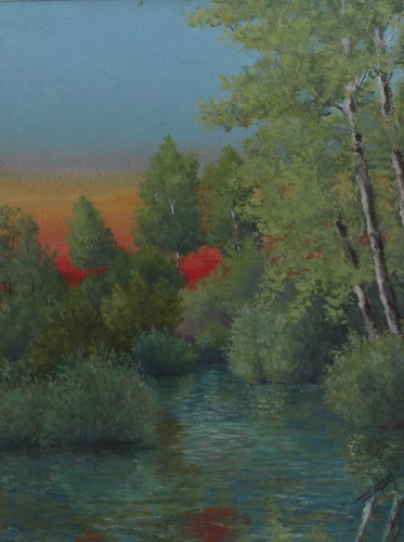 Peinture soleil couchant - peinture, "soleil