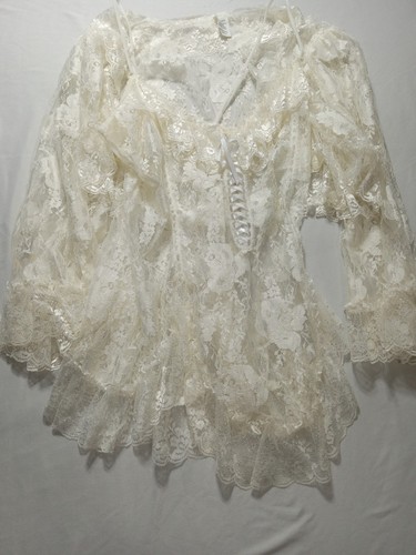 Vintage ivory lace skirted - ivory,