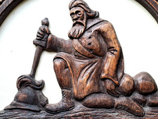 Ancien Panneau bois SCULPTE "