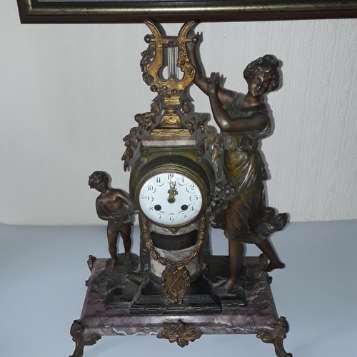 Antique clock french figural - antique,