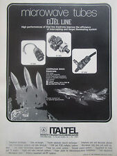 10/1977 PUB ITALTEL ELTEL LINE MICROWAVE TUBES KLYSTRON FIAT G91 ORIGINAL AD