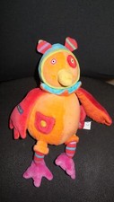 doudou peluche oiseau chouette poule Dragobert musical orange MOULIN ROTY 26cm