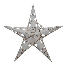 Etoile en papier Etoile de Noël Etoile à 5 branches á motif blancs et dorés 20 c