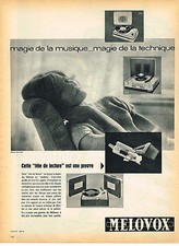 PUBLICITE ADVERTISING 124  1960  MELOVOX   tourne- disque éléctrophone