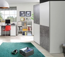 Armoire À Portes Coulissantes Blanche Béton Gris Clair 170Cm