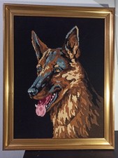 Tableau Tapisserie Canevas encadré motif Berger Allemand ( 53 x 41 cm)