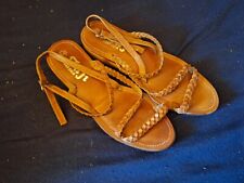 Sandales 36 Tout Cuir Tressées Marron