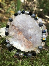 Bracelet Perles De Cristal Swarovski & Labradorite Fait Main En France