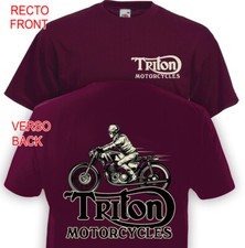 T-shirt TRITON MOTORCYCLES - Cafe Racer Casque Moto Retro Vintage Triumph Motard