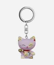Porte clé chat porte bonheur Mani the Lucky Cat rose collier framboise