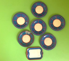 JOUET ANCIEN - DINETTE EN TOLE LITHOGRAPHIEE - 6 ASSIETTES + 1 PLATEAU - FRANCE