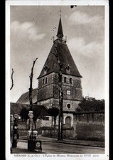 MENARS (41) POMPE à ESSENCE ESSO & EGLISE du XVIII° Siécle , en 1934