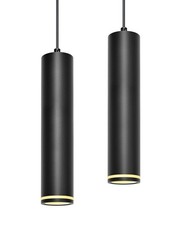 BOYIR Suspension Luminaire Noir 30cm Lustre LED Cylindre Simple Moderne Câble