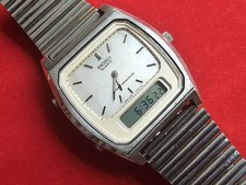 Montre Vintage Fonctionnelle Seiko Chronographe Alarme H448-5000 Quartz 33,6 Mm