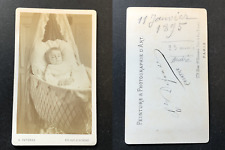 Defonds, Paris, Bébé sur son lit de mort, photo post-mortem, circa 1895 vintage 