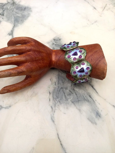 Bracelet articule cuivre - bracelet, emaux