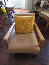 FAUTEUIL CUIR SANAMI COULEUR BEIGE AM.PM