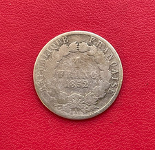 Belle monnaie argent de 1 Franc Louis-Napoléon Bonaparte 1852 A (Paris). TB-/TB