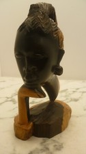 Art africain statuette, en bois d'ébène 2 couleurs, femme , figurine africaine