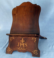 LUTRIN d’Autel Eglise Porte Missel Pupitre Bois Marqueterie JHS XIXème Siècle