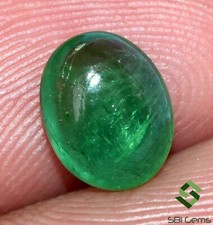 Émeraude Naturelle Certifiée Oval Cabochon 8x6,25 Mm Pierre Précieuse Non Traité