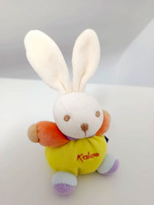 Peluche/Doudou Lapin Boule Jaune Orange Mauve Attache Tétine 8/15cm - Kaloo 1998