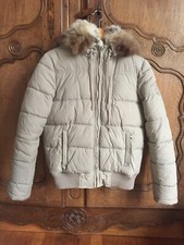 Sud Express Manteau Doudoune Beige Fourrure