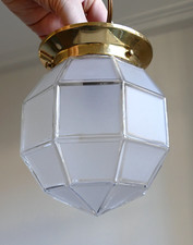ART DECO petit plafonnier  / lampe métal doré globe verre pressé  Era Muller