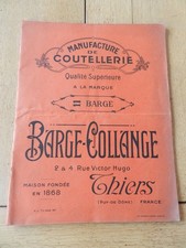 catalogue coutellerie BARGE COLLANGE THIERS année 30