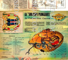 1961 DOCUMENT (ref CG 19)  SOUCOUPE PLONGEANTE COMMANDANT COUSTEAU par TAVARD