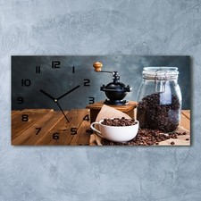 Tulup Horloge murale en verre image 60x30 cm Moulin À Café