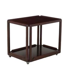 Chariot de Service Vintage Plaqué en Bois Exotique Années 60 Original