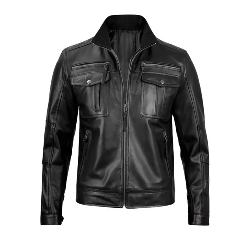 Blouson motard cuir - de,