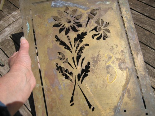 Ancien pochoir cuivre motif - pochoir,