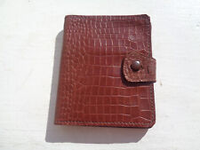 Portefeuille vintage français femme/homme cuir marron faux crocodile.