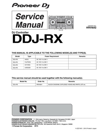 Service manuel instructions - service, d'instructions