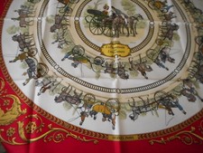 Authentique carré/foulard VINTAGE 100% soie HERMES "LA PROMENADE DE LONGCHAMPS"