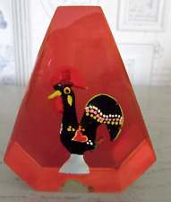 Figurine Coq Portugal sous inclusion résine rouge Hauteur  9 cm Poids 187 gr