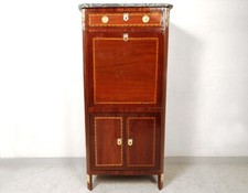 Petit secrétaire dame Louis XVI satiné marbre estampillé J. Chastel XVIIIè
