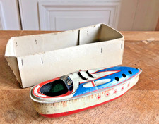 Chaloupe Pop pop en tôle lithographiée - Longueur : 16 cm  - Jouet ancien.