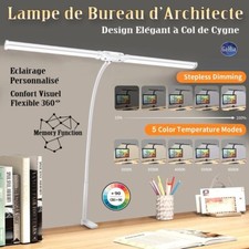 Lampe de Bureau d Architecte Double Tête Rotative Réglable Orientable à Rotation