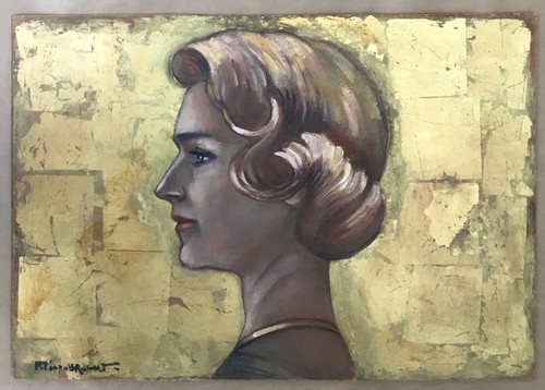 Tableau huile portrait profil - tableau,