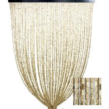 Rideau de perles en bois beige